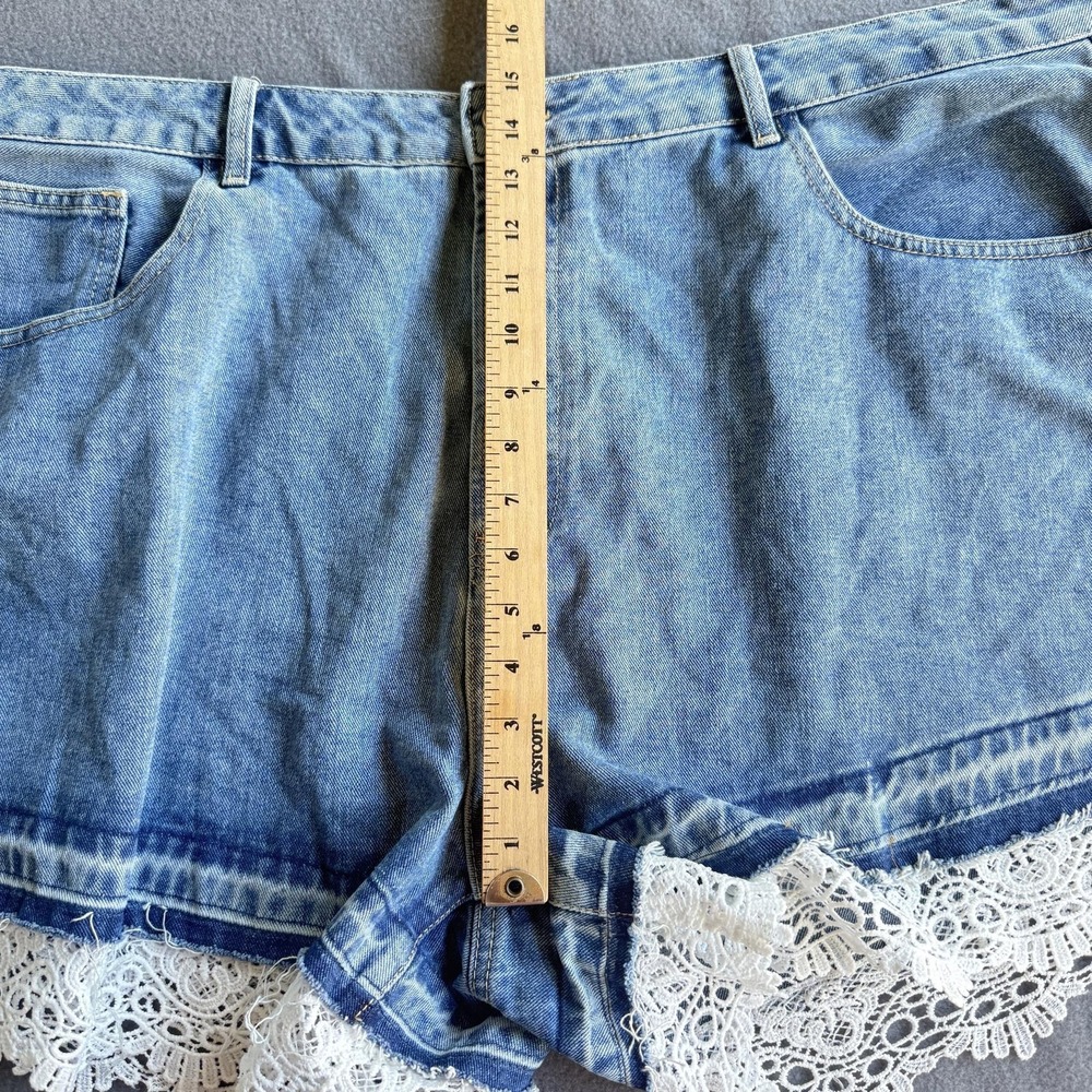 Cider Shorts Womens 4XL Blue High Rise Denim Lace Hem Cutoff Summer Plus Size - Picture 6 of 7